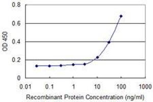 Detection limit for recombinant GST tagged ALOX15B is approximately 10ng/ml as a capture antibody.