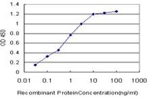 Detection limit for recombinant GST tagged BLK is approximately 0. (BLK Antikörper  (AA 1-90))