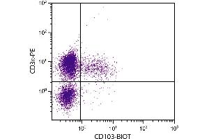 Flow Cytometry (FACS) image for anti-Integrin, alpha E (Antigen CD103, Human Mucosal Lymphocyte Antigen 1, alpha Polypeptide) (ITGAE) antibody (Biotin) (ABIN135355)