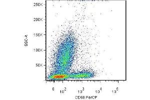 Surface staining of human peripheral blood using anti-CD69 antibody (clone FN50) after overnight activation of T cells by anti-CD3 (clone MEM-57). (CD69 Antikörper)