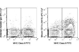 C57Bl/6 splenocytes were stained with FITC Anti-Mouse MHC Class II (ABIN6961295) and 0. (CD11c Antikörper  (APC-Cy7))
