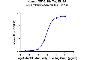 Immobilized Human CD3E, His Tag at 1 μg/mL (100 μL/well) on the plate. (CD3 epsilon Protein (CD3E) (His tag))