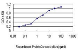 Detection limit for recombinant GST tagged GUCY2D is approximately 0. (GUCY2D Antikörper  (AA 521-630))