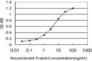 Detection limit for recombinant GST tagged RIPK2 is approximately 0. (RIPK2 Antikörper  (AA 431-540))