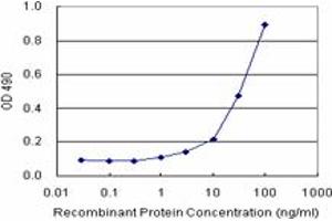 Sandwich ELISA detection sensitivity ranging from 3 ng/mL to 100 ng/mL. (CD33 (Human) Matched Antibody Pair)