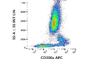 Surface staining of human peripheral blood cells with anti-CD300a (MEM-260) APC. (CD300a Antikörper  (APC))