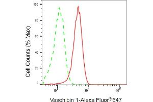 Flow cytometric analysis of Vasohibin 1 expression in HepG2 cells using Vasohibin 1 antibody (ABIN7800826), 1:2,000). (VASH1 Antikörper)