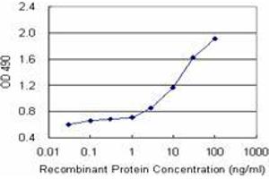Sandwich ELISA detection sensitivity ranging from 1 ng/mL to 100 ng/mL. (TMOD2 (Human) Matched Antibody Pair)