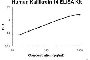 Human Kallikrein 14 Accusignal ELISA Kit Human Kallikrein 14 AccuSignal ELISA Kit standard curve.