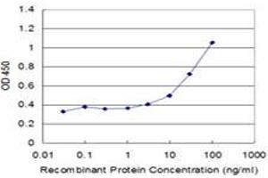 Detection limit for recombinant GST tagged UBE2B is approximately 3ng/ml as a capture antibody. (UBE2B Antikörper  (AA 63-152))