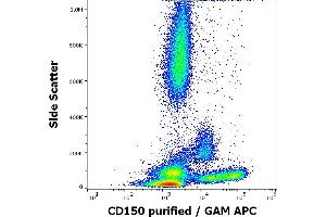 Flow cytometry surface staining pattern of human peripheral whole blood stained using anti-human CD150 (SLAM. (SLAMF1 Antikörper)