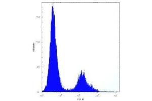 VDR antibody flow cytometric analysis of HeLa cells (right histogram) compared to a negative control (left histogram). (Vitamin D Receptor Antikörper  (AA 274-299))