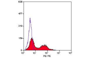 Staining of human peripheral blood lymphocytes with MOUSE ANTI HUMAN CD26:RPE (ABIN118573) (DPP4 Antikörper  (PE))