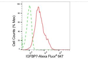Flow cytometric analysis of IGFBP7 expression in HepG2 cells using IGFBP7 antibody (ABIN7799057), 1:2,000). (Rekombinanter IGFBP7 Antikörper)