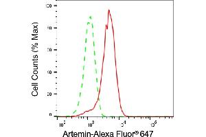 Flow cytometric analysis of Artemin expression in HepG2 cells using Artemin antibody (ABIN7797655), 1:2,000).