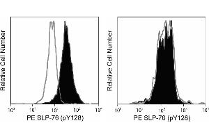 Flow Cytometry (FACS) image for anti-Lymphocyte Cytosolic Protein 2 (SH2 Domain Containing Leukocyte Protein of 76kDa) (LCP2) (pTyr128) antibody (PE) (ABIN1177173) (LCP2 Antikörper  (pTyr128) (PE))