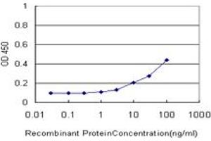 Detection limit for recombinant GST tagged SSX4 is approximately 3ng/ml as a capture antibody. (SSX4 Antikörper  (AA 91-188))