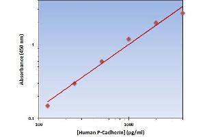 This is an example of what a typical standard curve will look like. (P-Cadherin ELISA Kit)
