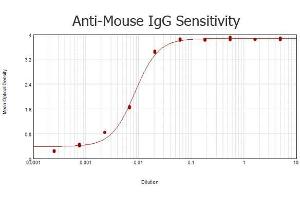 ELISA results of purified Goat anti-Mouse IgG Antibody Peroxidase Conjugated (Min x Human Serum Proteins) tested against purified Mouse IgG. (Ziege anti-Maus IgG (Heavy & Light Chain) Antikörper (HRP) - Preadsorbed)