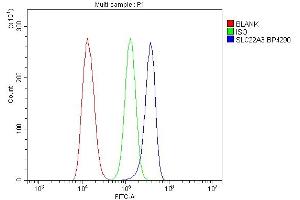 Flow Cytometry analysis of Hela cells using anti-SLC22A3 antibody (ABIN7603188).