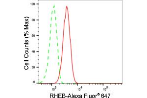 Flow cytometric analysis of RHEB expression in HT- cells using RHEB antibody (ABIN7800141), 1:2,000). (Rekombinanter RHEB Antikörper)