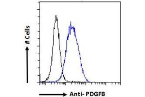 ABIN6391413 Flow cytometric analysis of paraformaldehyde fixed HeLa cells (blue line), permeabilized with 0. (PDGFB Antikörper  (C-Term))