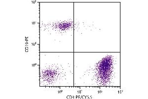 Human peripheral blood lymphocytes were stained with Mouse Anti-Human CD3-PE/CY5. (CD3 Antikörper  (PE-Cy5.5))