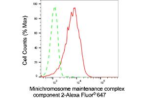 Flow cytometric analysis of Minichromosome maintenance complex component 2 expression in HepG2 cells using Minichromosome maintenance complex component 2 antibody (ABIN7799415), 1:2,000). (Rekombinanter MCM2 Antikörper)