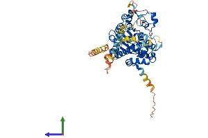AlphaFold protein structure predicition of Mouse Recombinant Chst7 Protein, UniprotID Q9EP78