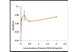 Activity Assay (AcA) image for Tumor Necrosis Factor (Ligand) Superfamily, Member 18 (TNFSF18) (Active) protein (ABIN5509483) (TNFSF18 Protein)