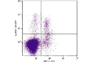 C57BL/6 mouse splenocytes were stained with Hamster Anti-Mouse Ly-49C/F/H/I-PE. (Ly-49C/F/H/I Antikörper)