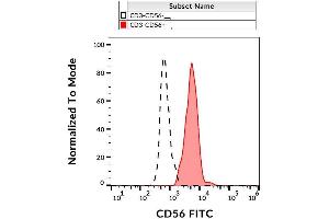Surface staining of human peripheral blood with anti-human CD56 (LT56) FITC. (CD56 Antikörper  (FITC))