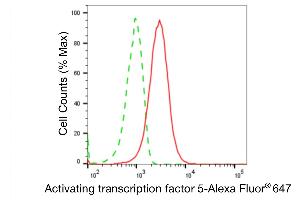 Flow cytometric analysis of Activating transcription factor 5 expression in HepG2 cells using Activating transcription factor 5 antibody (ABIN7797485), 1:2,000).