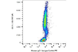 Example of nonspecific mouse IgG1 PE signal on human peripheral blood (Maus IgG1 isotype control (PE))
