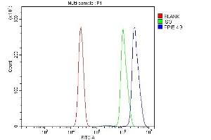 Flow Cytometry analysis of U937 cells using anti-Cyclophilin E/PPIE antibody (ABIN7599242). (PPIE Antikörper  (AA 1-301))