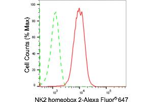 Flow cytometric analysis of NK2 homeobox 2 expression in HAP-1 cells using NK2 homeobox 2 antibody (ABIN7799610), 1:2,000). (Rekombinanter Nkx2-2 Antikörper)