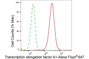 Flow cytometric analysis of Transcription elongation factor A1 expression in HepG2 cells using Transcription elongation factor A1 antibody (ABIN7800582), 1:2,000). (Rekombinanter TCEA1 Antikörper)