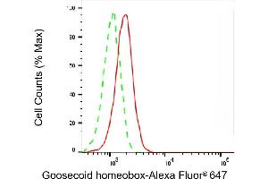 Flow cytometric analysis of Goosecoid homeobox expression in HepG2 cells using Goosecoid homeobox antibody (ABIN7798799), 1:2,000). (Rekombinanter GSC Antikörper)