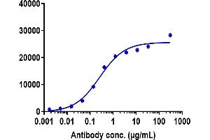 PANC-1 cells were stained with Anti-CD47 Reference Antibody (lemzoparlimab) and negative control protein respectively, washed and then followed by PE and analyzed with FACS, EC50=0. (Rekombinanter CD47 (Lemzoparlimab Biosimilar) Antikörper)