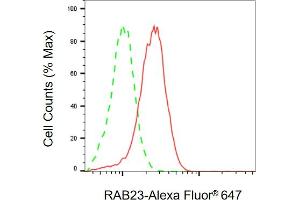 Flow cytometric analysis of RAB23 expression in HAP-1 cells using RAB23 antibody (ABIN7800091), 1:2,000). (RAB23 Antikörper)