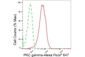 Flow cytometric analysis of PKC gamma expression in HepG2 cells using PKC gamma antibody (ABIN7799999), 1:2,000).