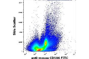 Flow cytometry surface staining pattern of murine peripheral whole blood stained using anti-mouse CD106 (429 (MVCAM. (VCAM1 Antikörper  (FITC))