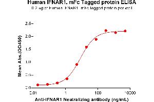 ELISA image for Interferon alpha/beta Receptor 1 (IFNAR1) (AA 28-436) protein (mFc Tag) (ABIN7490868)