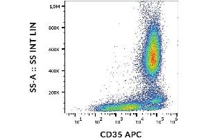 Surface staining of CD35 in human peripheral blood with anti-CD35 (E11) APC. (CD35 Antikörper  (APC))