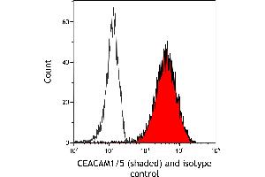 Flow Cytometry (FACS) image for anti-Carcinoembryonic Antigen-Related Cell Adhesion Molecule 1/5 (CEACAM1/5) (AA 35-433) antibody (ABIN7455139) (Rekombinanter CEACAM1/5 Antikörper  (AA 35-433))