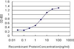Detection limit for recombinant GST tagged FOXA1 is approximately 0. (FOXA1 Antikörper  (AA 367-472))