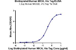 Immobilized Human NKG2D, hFc Tag at 2 μg/mL (100 μL/well) on the plate. (MICA Protein (His-Avi Tag,Biotin))