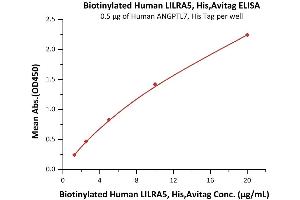 ELISA image for Leukocyte Immunoglobulin-Like Receptor, Subfamily A (With TM Domain), Member 5 (LILRA5) (AA 42-268) (Active) protein (His tag,AVI tag,Biotin) (ABIN5955021)