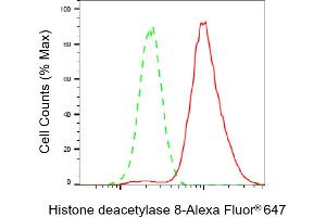 Flow cytometric analysis of Histone deacetylase 8 expression in HeLa cells using Histone deacetylase 8 antibody (ABIN7798937), 1:2,000). (Rekombinanter HDAC8 Antikörper)