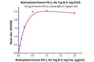 Immobilized Human PD-L1, mouse IgG1 Fc Tag  with a linear range of 0. (PD-L1 Protein (AA 19-238) (Fc Tag))